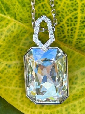 Swarovski silver Reversible Moonlight pendant Evanescent pave crystals Necklace